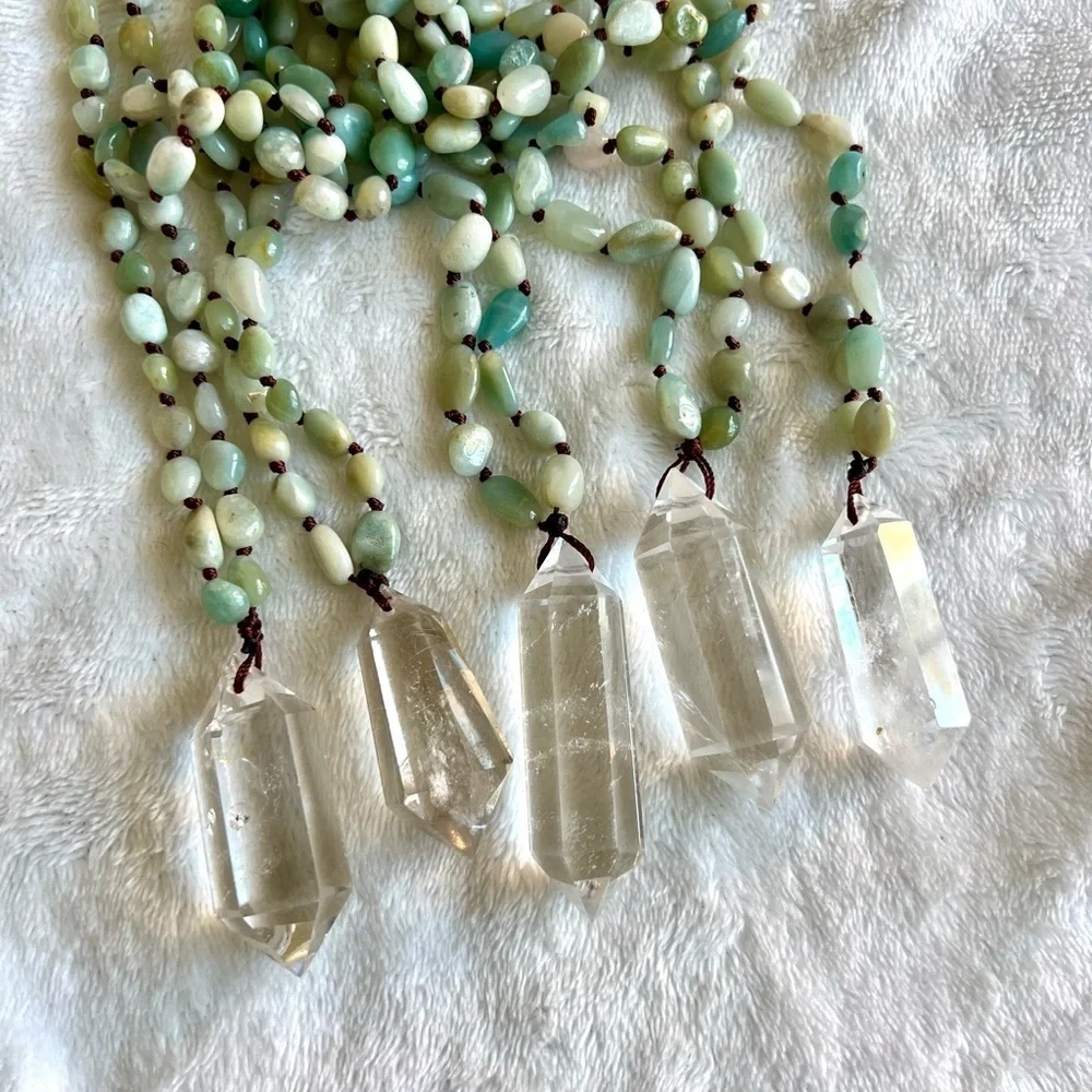 DT Power Quartz + Aquamarine Mala Pendant Necklace - Picture 6 of 8